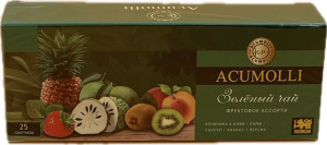 Чай Acumolli (Акумоли) зеленый Фрукт.ас. 25пак*36 (клубника киви, соусеп, лайм, ананас, персик)