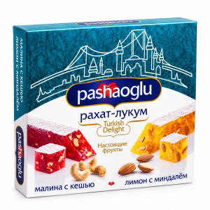 Рахат-Лукум "Pashaoglu" 300 г лимон с миндалем и малина с кешью 1/20