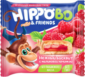 Пирожное HIPPOBO с малиновой начинкой 32г*12